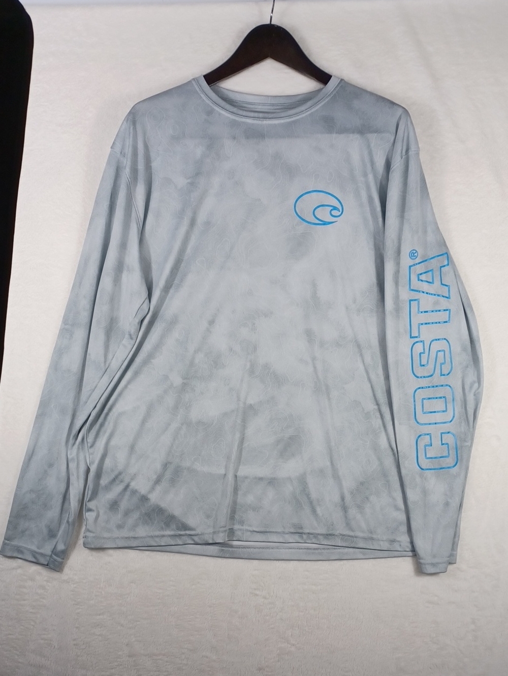 Costa Light Gray Long Sleeve Performance Shirt with Blue Logo For Men, Size XL